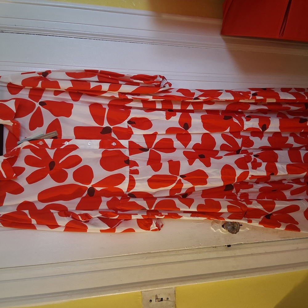 Red and White Floral Dress